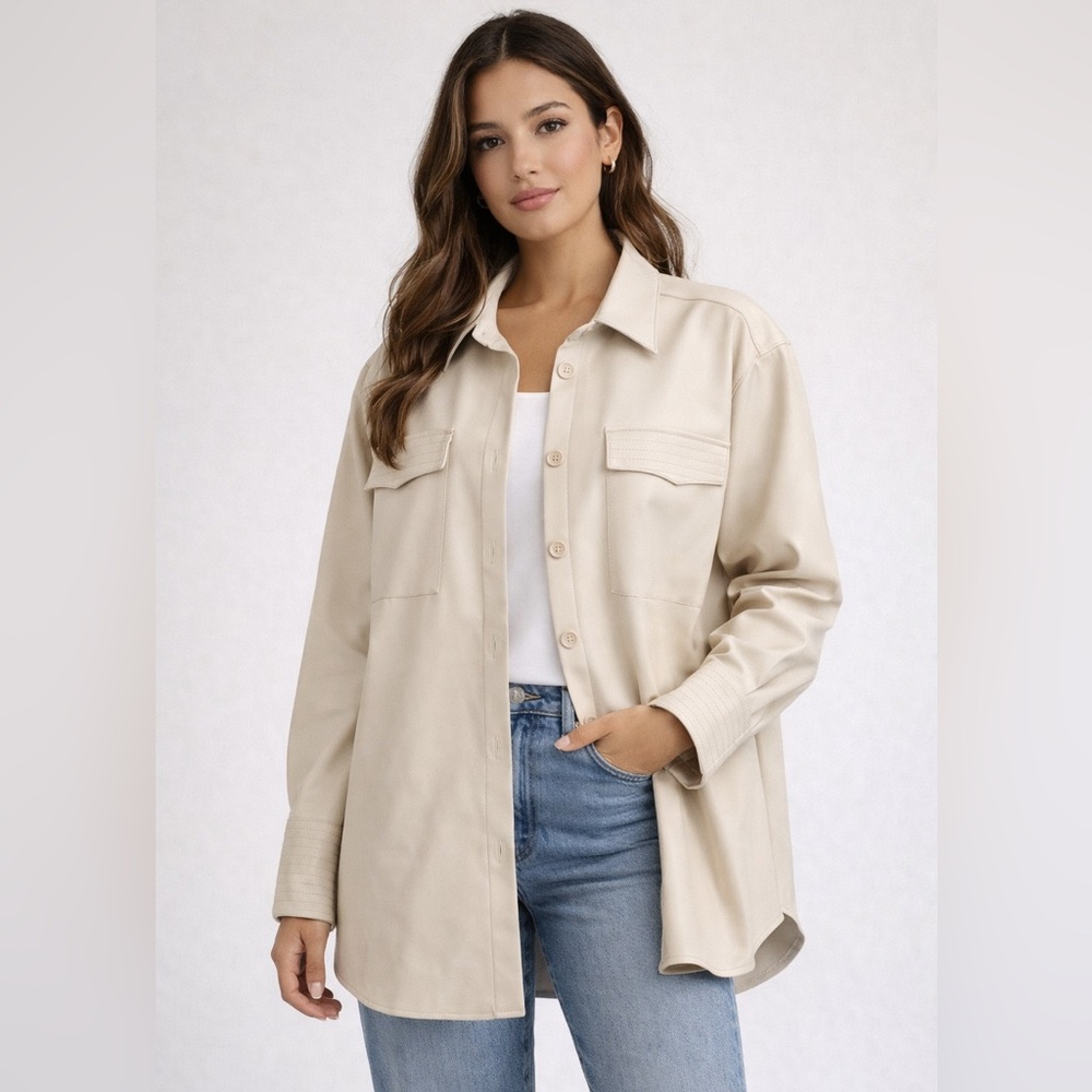 Steve Madden faux leather shirt jacket. Women’s Size M - like New